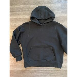 Savvi Womens Black Hoodie Pullover Logo Casual Removable Hood Size LG